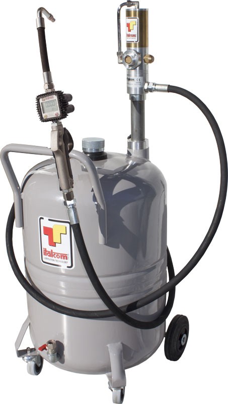 Distributeur d'huile 80l avec pompe pneumatique , pistolet avec compteur de litres numérique