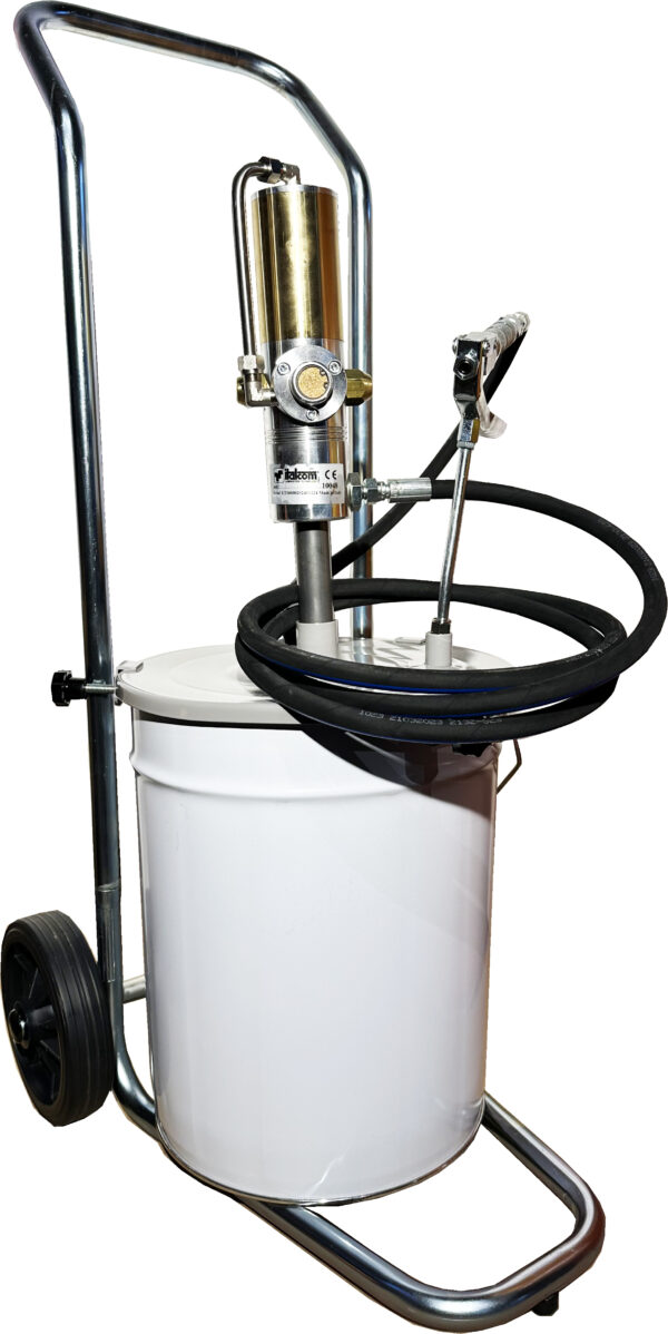 Ingrassatore pneumatico carrellato, con secchio capacità fino a 20 kg