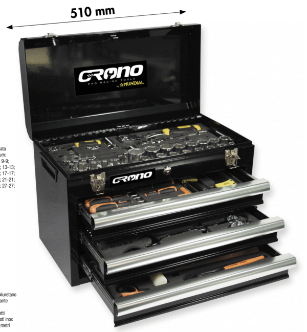 COMMODE PORTABLE - 3 TIROIRS + COMPARTIMENT SUPÉRIEUR - 109 OUTILS - 4 modules