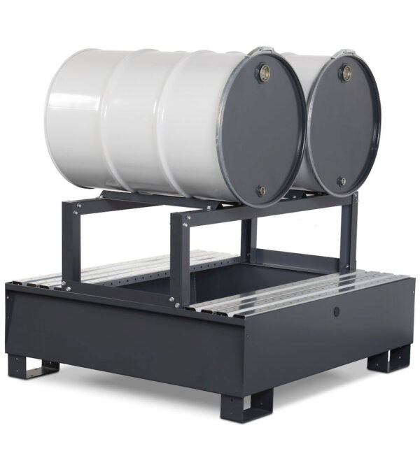Cuve de sécurité d'huile en métal pour 2 fûts de 200 litres avec support horizontal