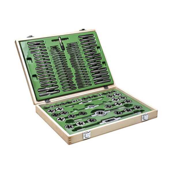 ENSEMBLE DE 110 MÂLES ET FILIÈRES EN ACIER CHROMÉ + ACCESSOIRES